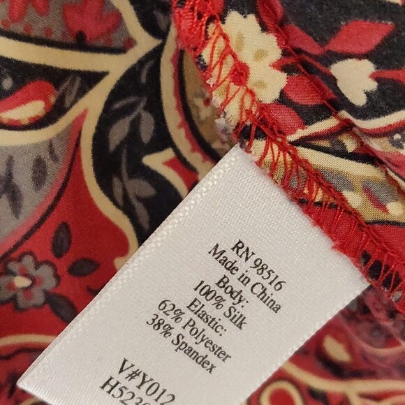 Coldwater creek Small Blouse buttons ruffle Silk red burgundy - Picture 4 of 7